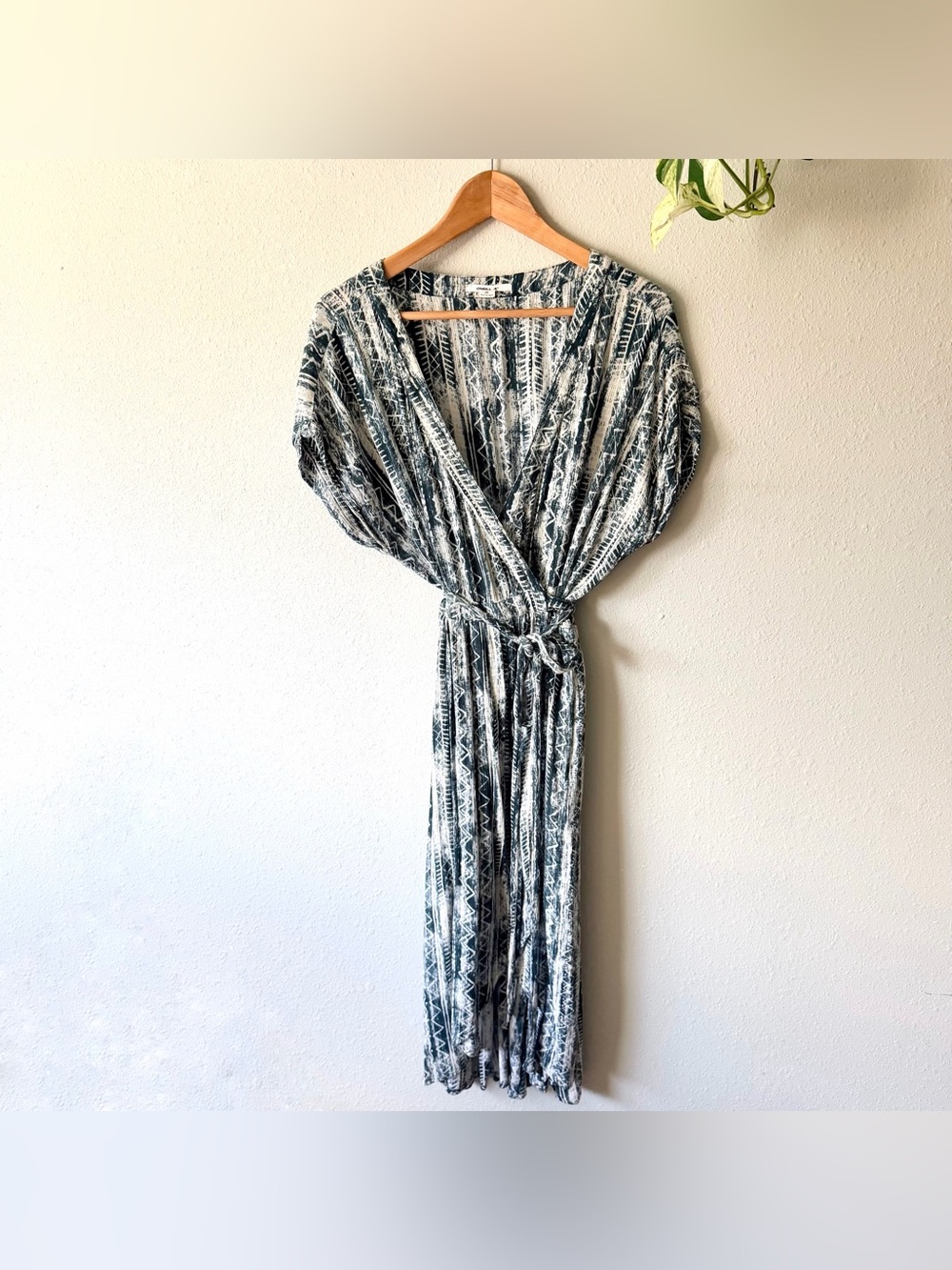 O'Neill blue patterned rayon wrap dress, Med